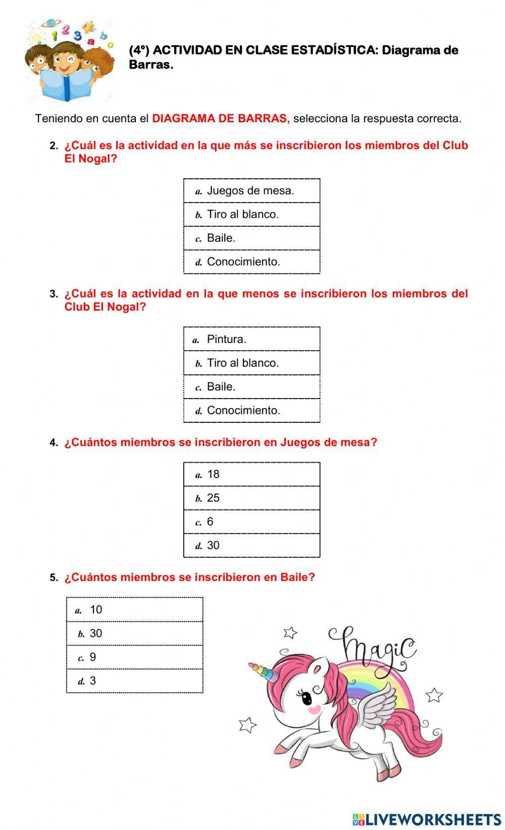 ESTADÍSTICA. Diagrama de Barras 4°.