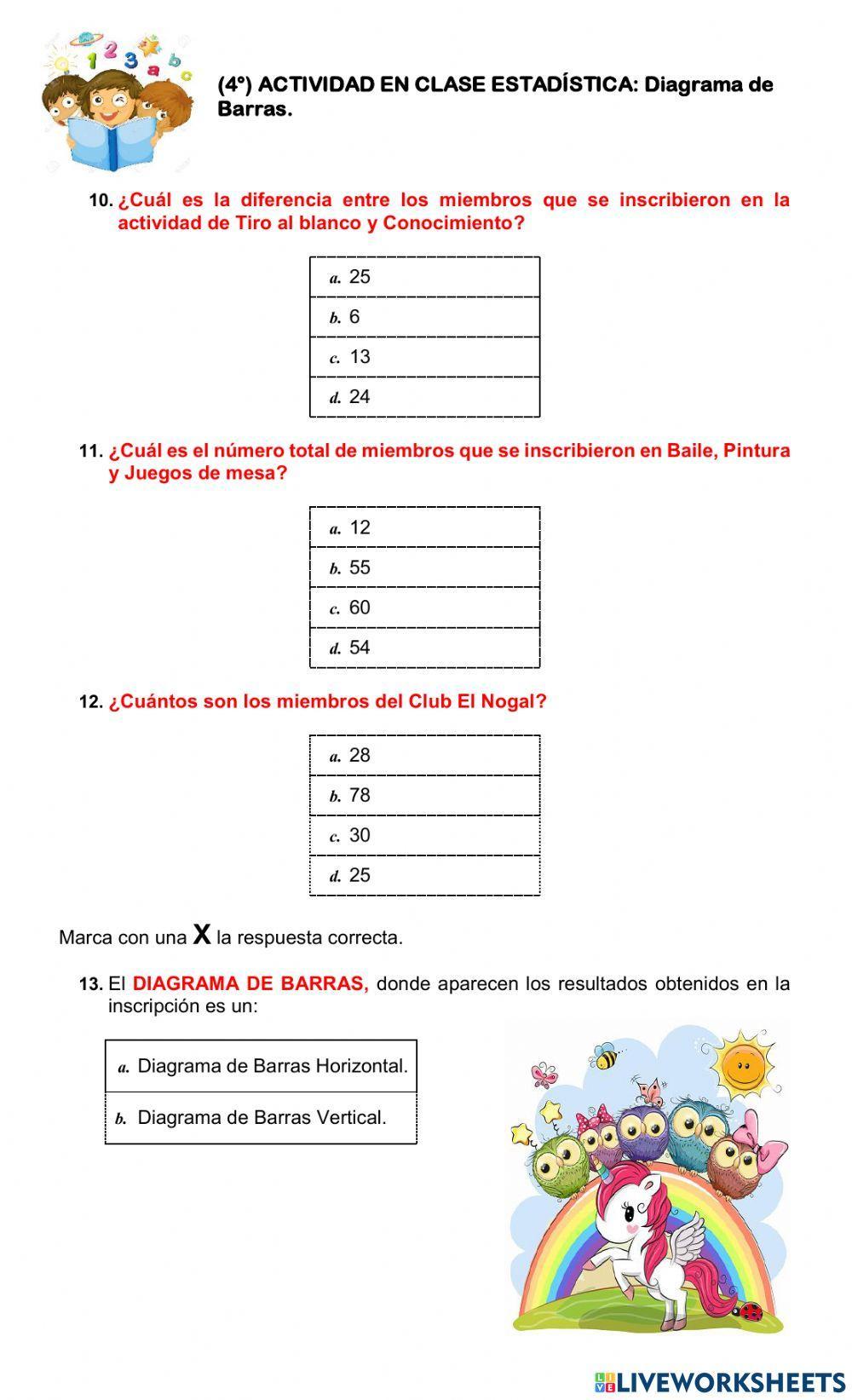 ESTADÍSTICA. Diagrama de Barras 4°. ESTADÍSTICA. Diagrama de Barras 4°.