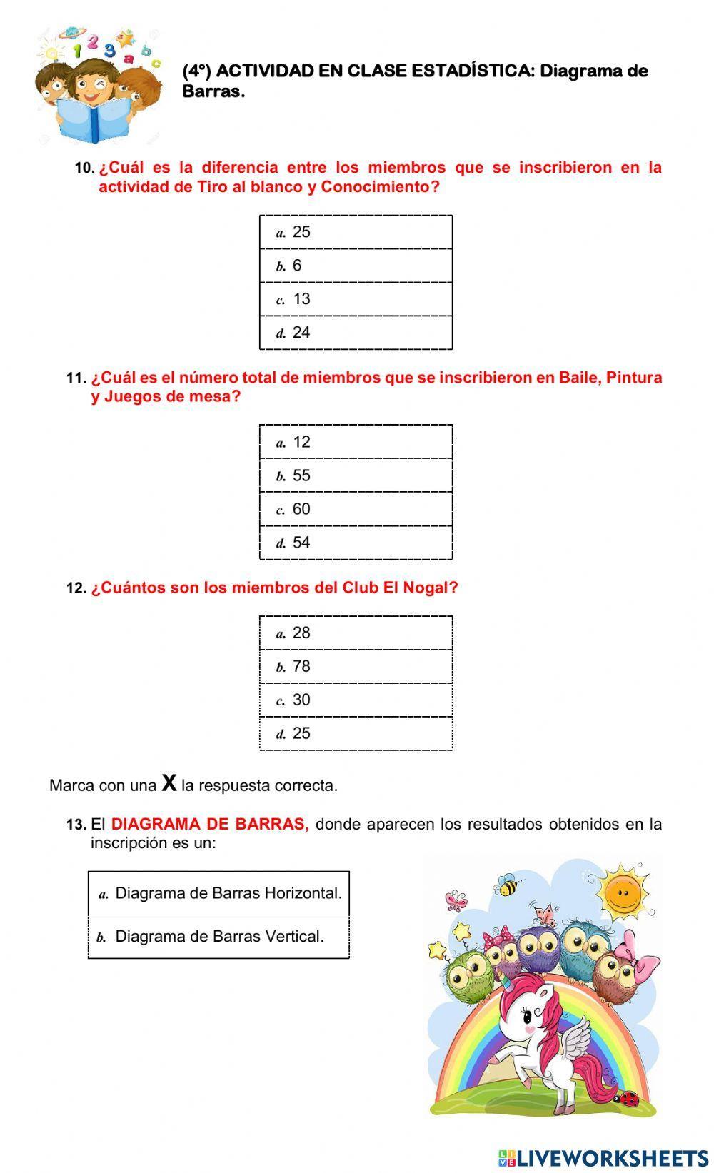 ESTADÍSTICA. Diagrama de Barras 4°.