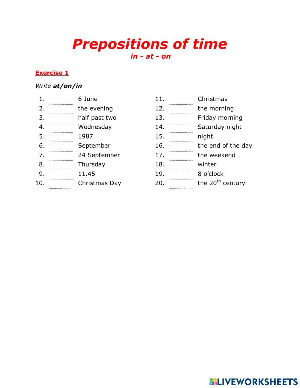 Prepositions of Time