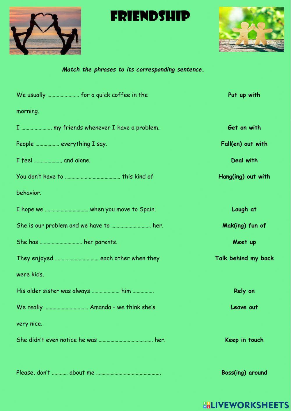 Friendship - Phrasal Verbs - Revision