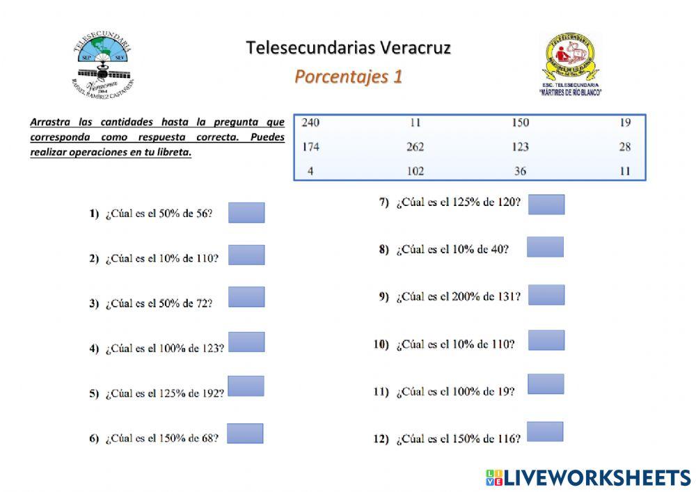 Hoja 2 de porcentajes