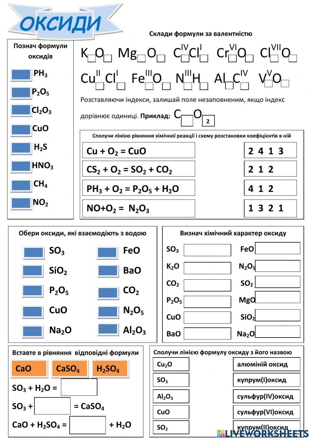 Оксиди. Узагальнення