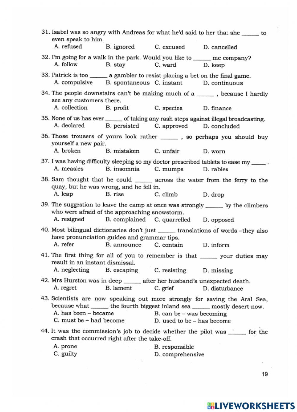 Test 3 grade 8 online exercise for live worksheets