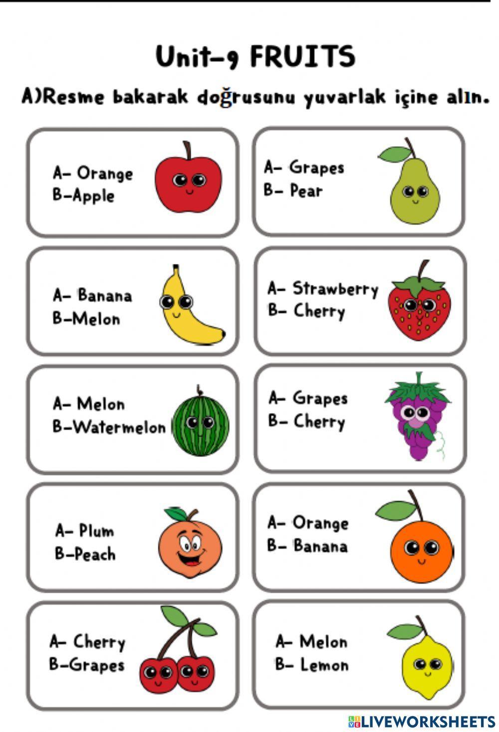 2.9 Fruits Worksheet