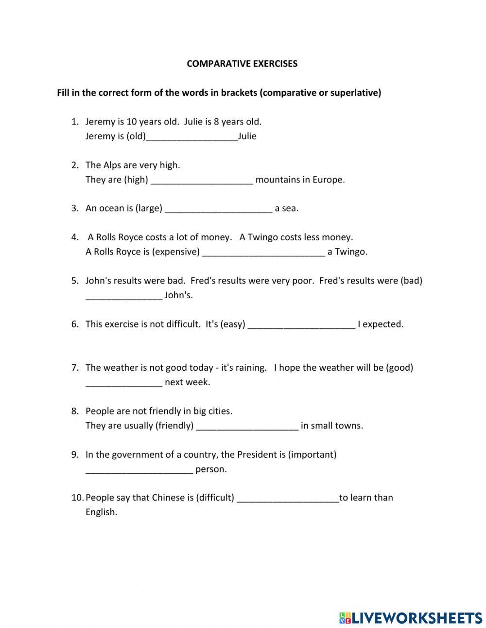 Comparative and Superlative