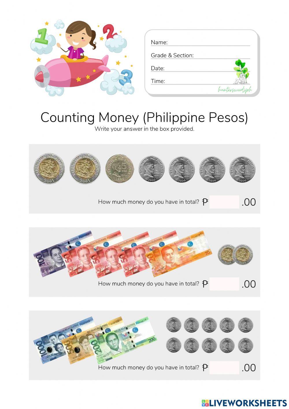 Counting Money in Peso (HuntersWoodsPH Math)