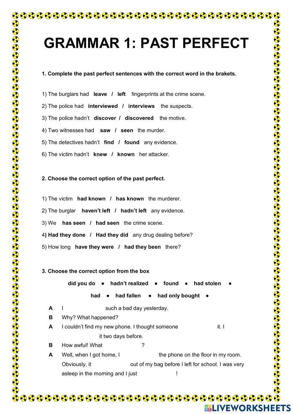 Past perfect and crime vocabulary