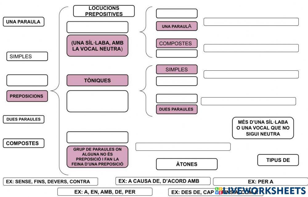 Esquema tipus de preposicions