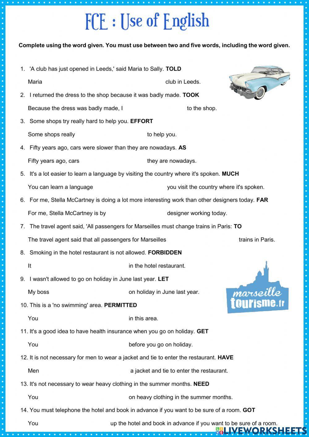 Fce: Key word transformations