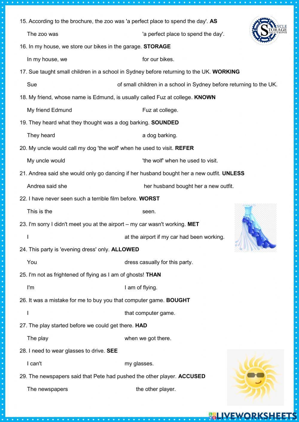 Fce: Key word transformations