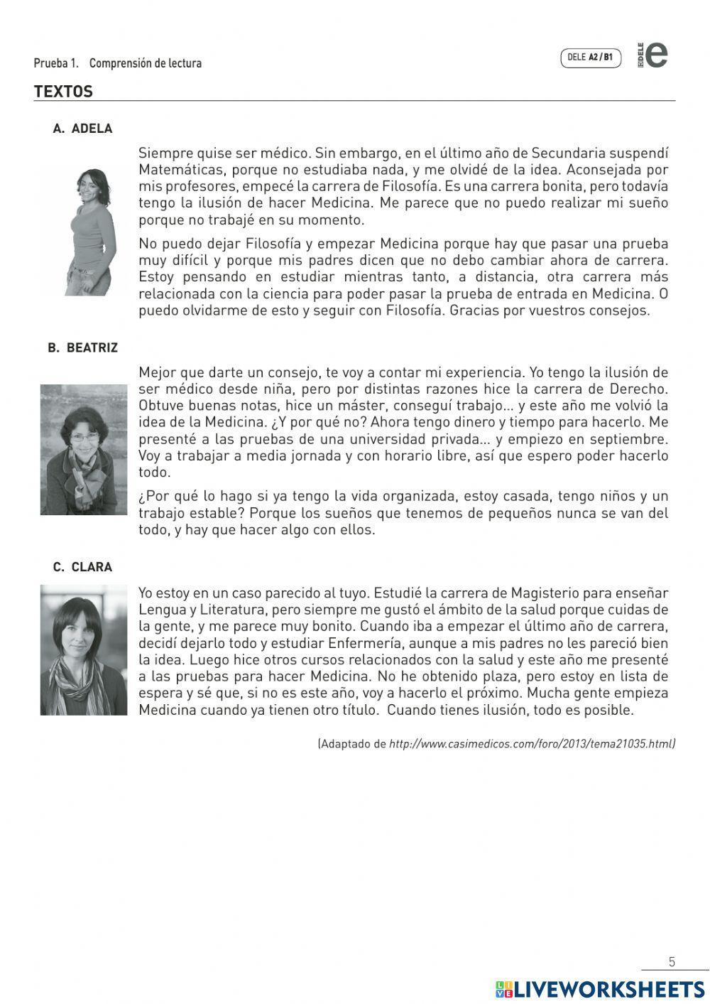 Dele A2-B1 Escolar- Comprensión lectora