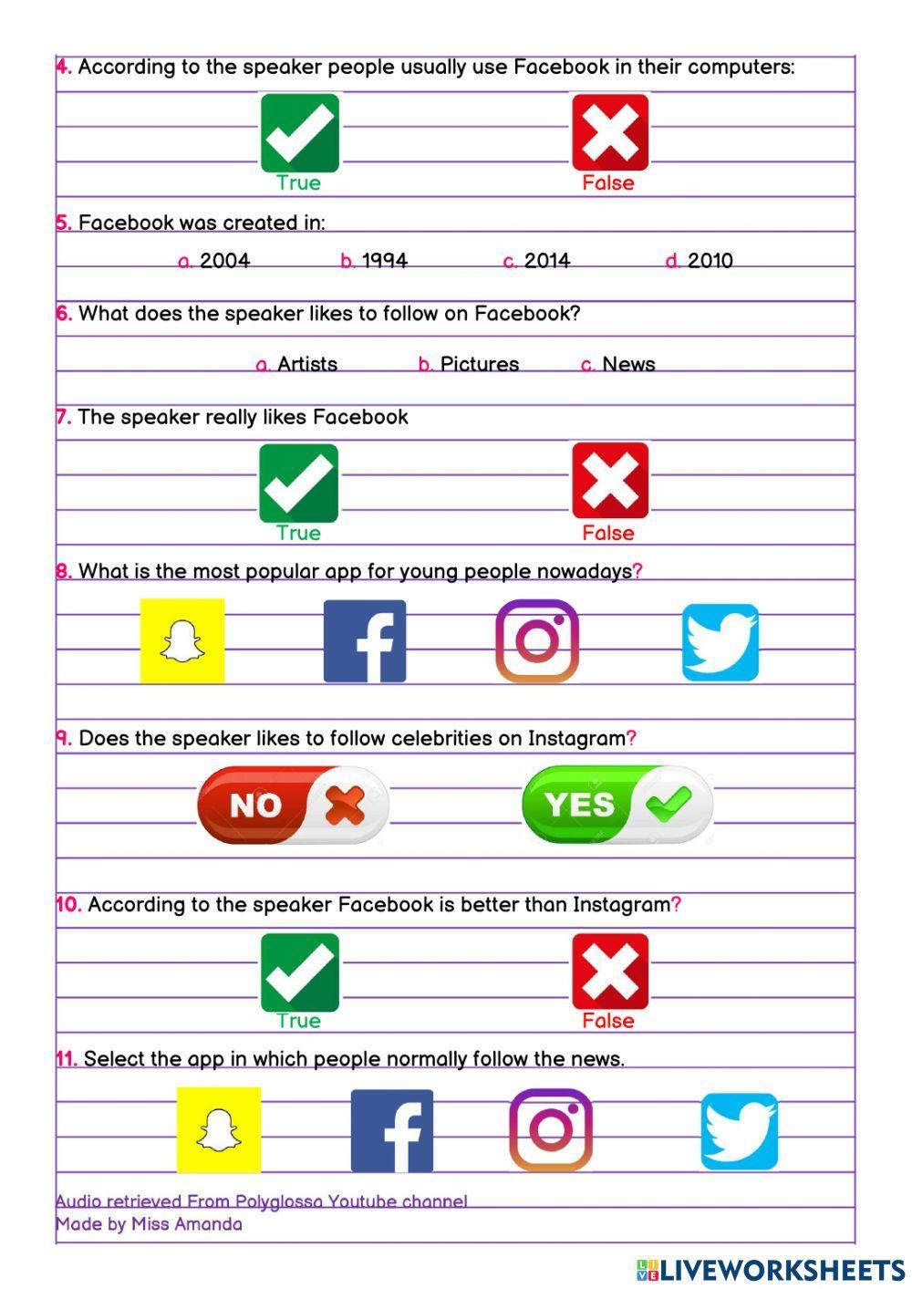 Social media apps - a1 listening quiz