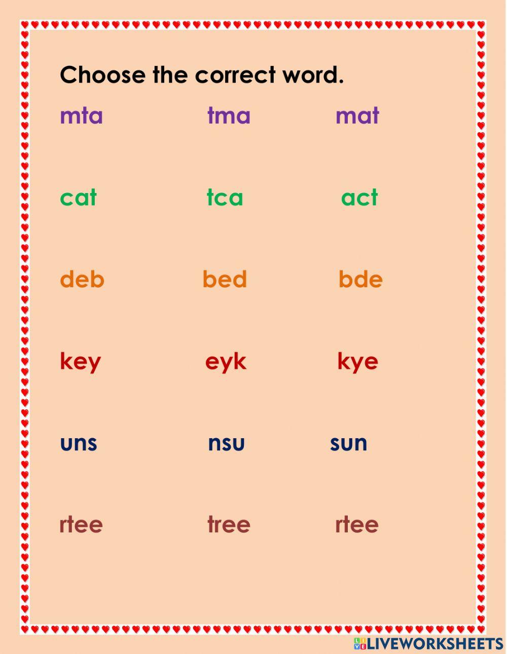 Choose the correct word.
