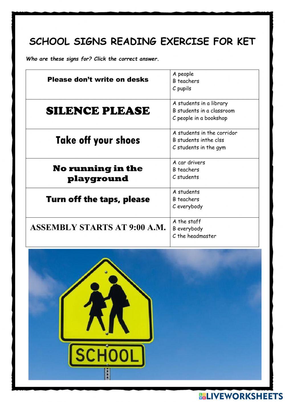 School Signs Reading for KET