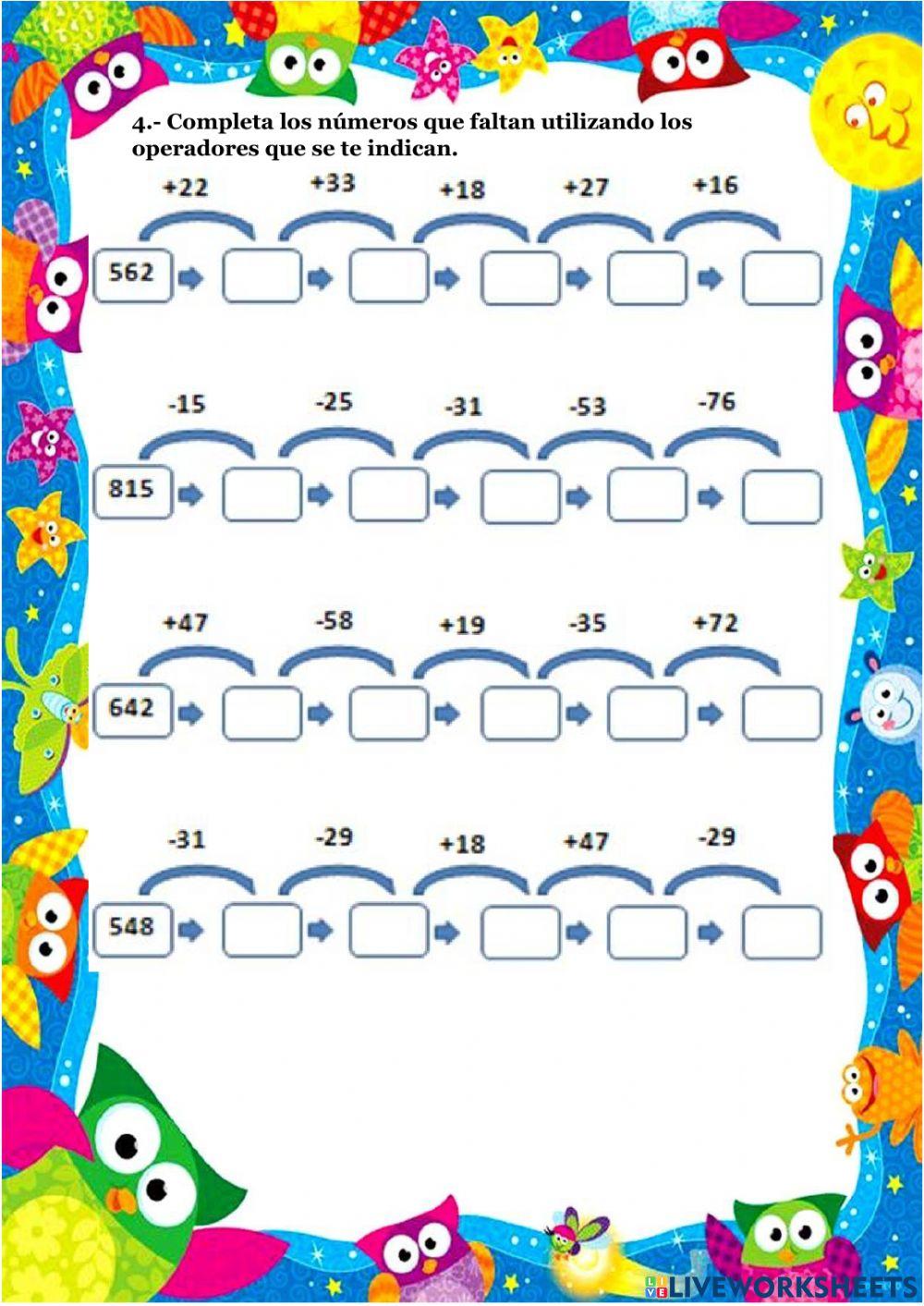 Operadores de sustracción y adición.