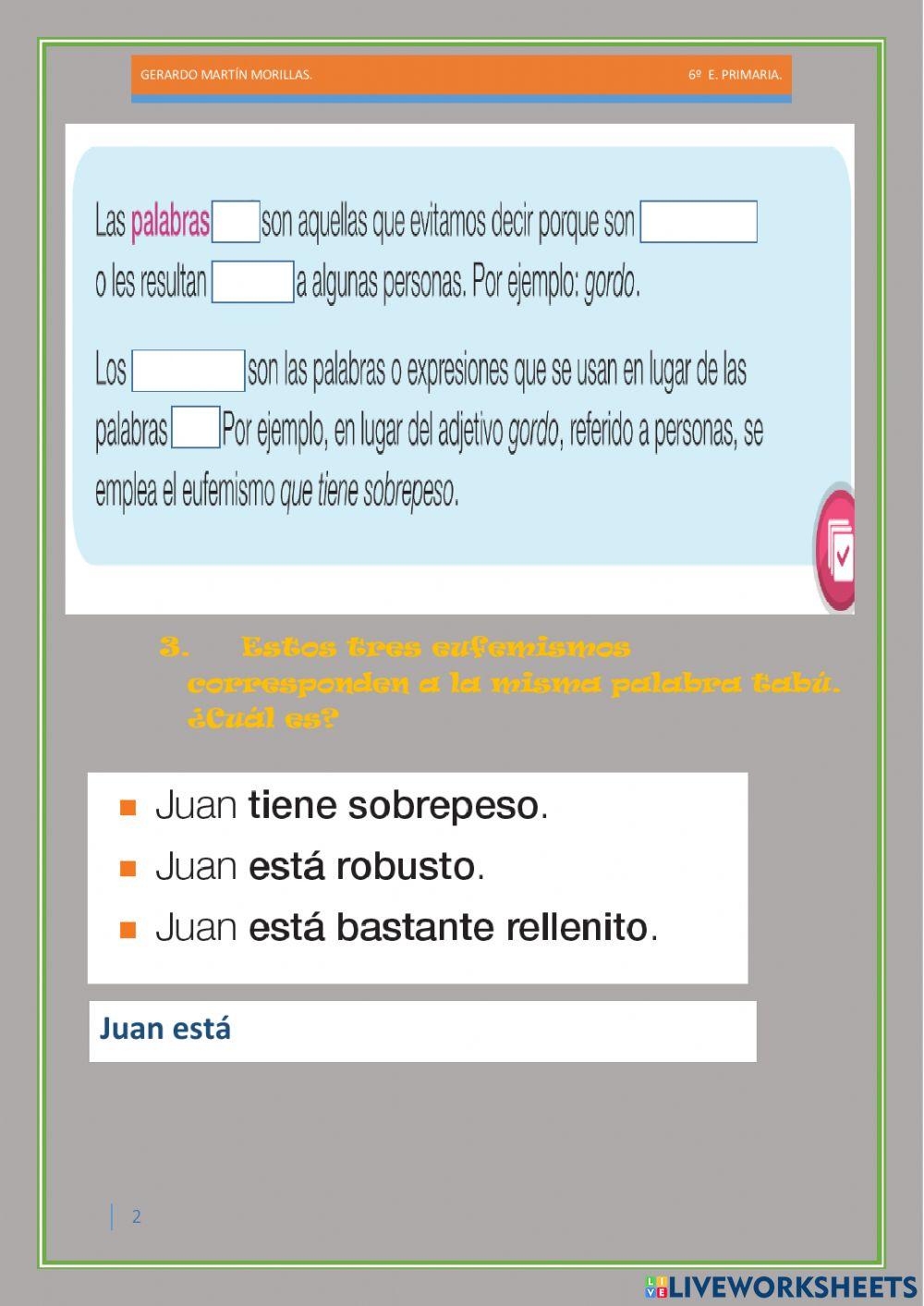 Taller de vocabulario. Ficha 11.