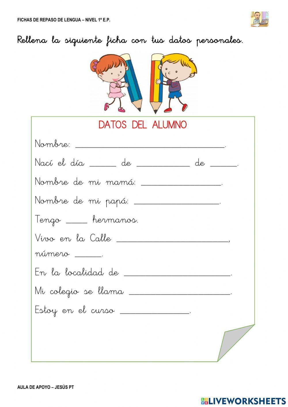 Ficha Lengua 8-1EP-Datos personales