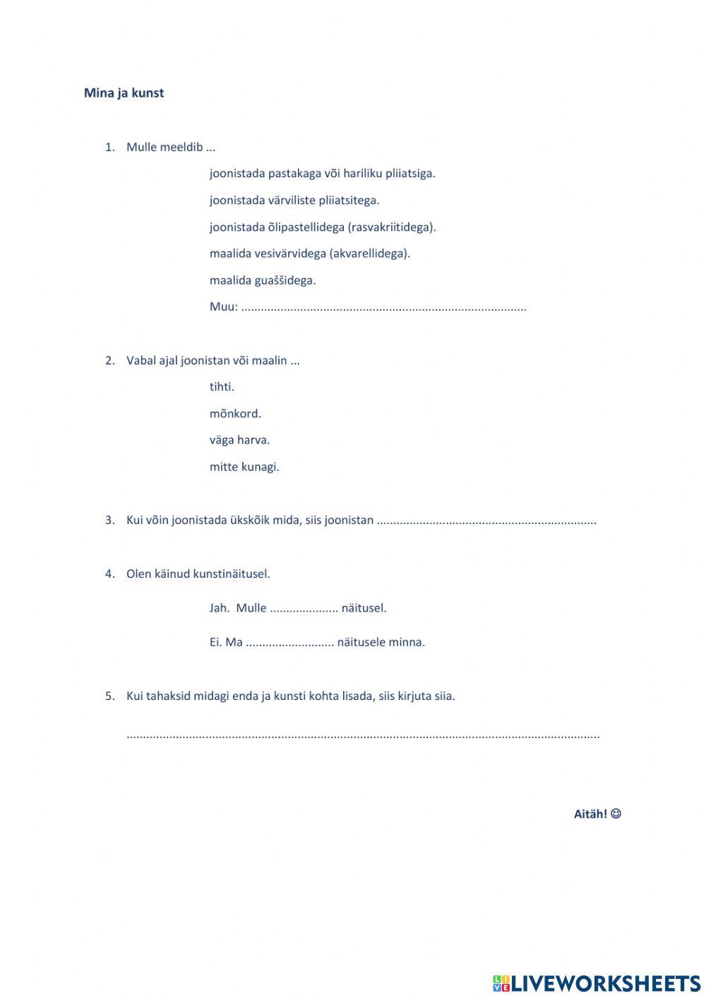 Mina ja kunst, eneseanalüüs