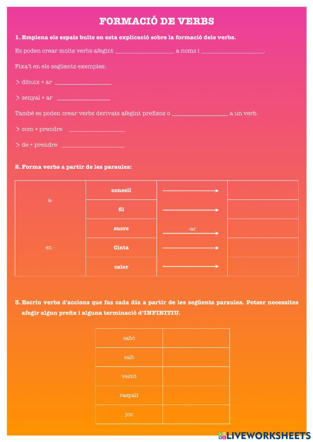 Formació de verbs