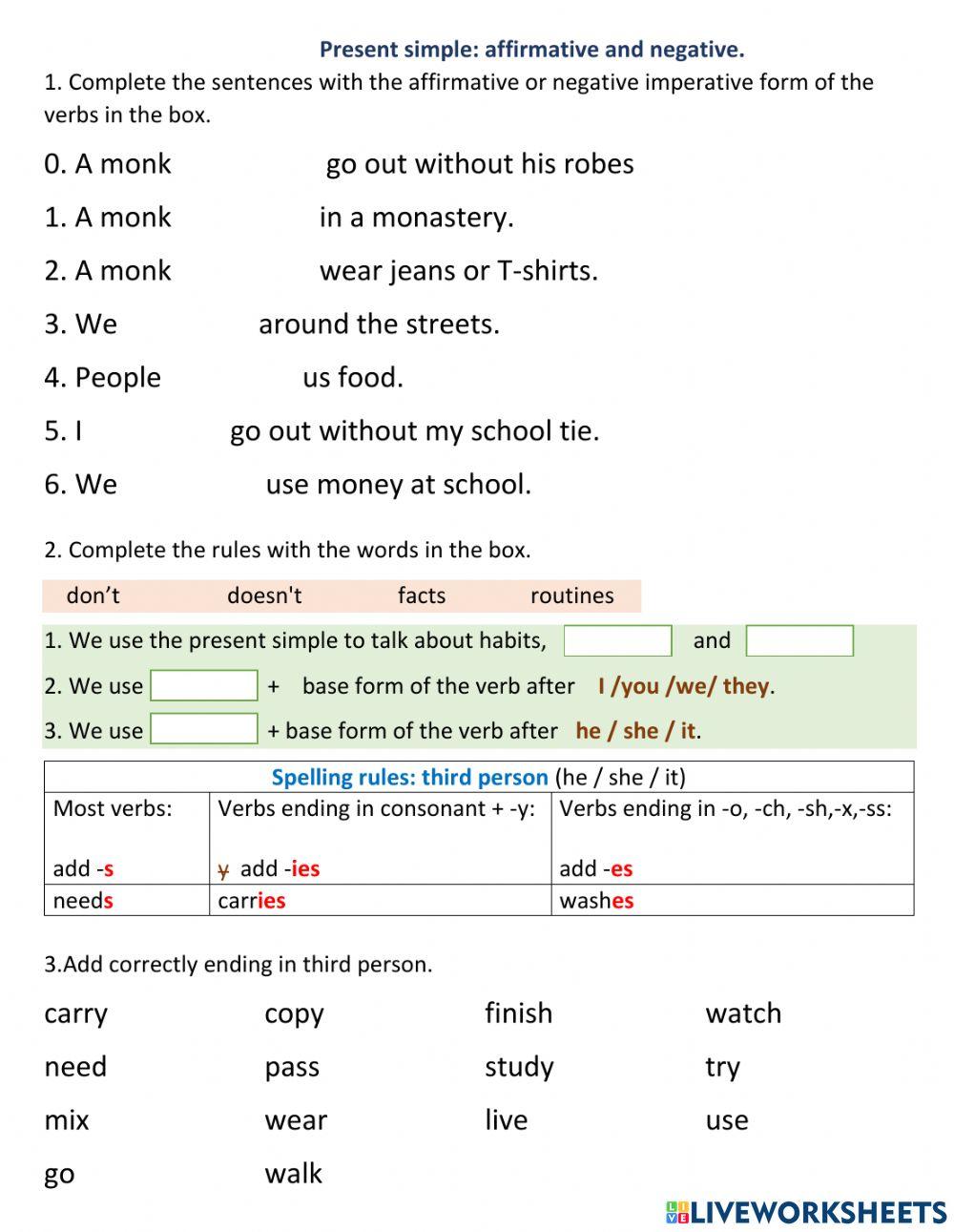Present simple:affirmative and negative.EP2. (pg.11).