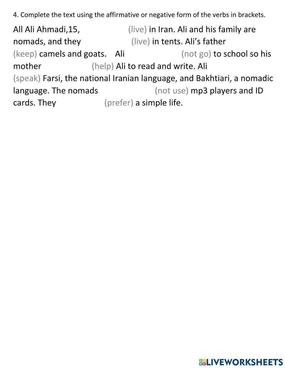 Present simple:affirmative and negative.EP2. (pg.11).