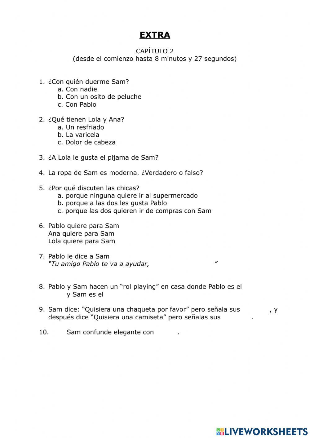 Extra ficha 5 worksheet Live Worksheets