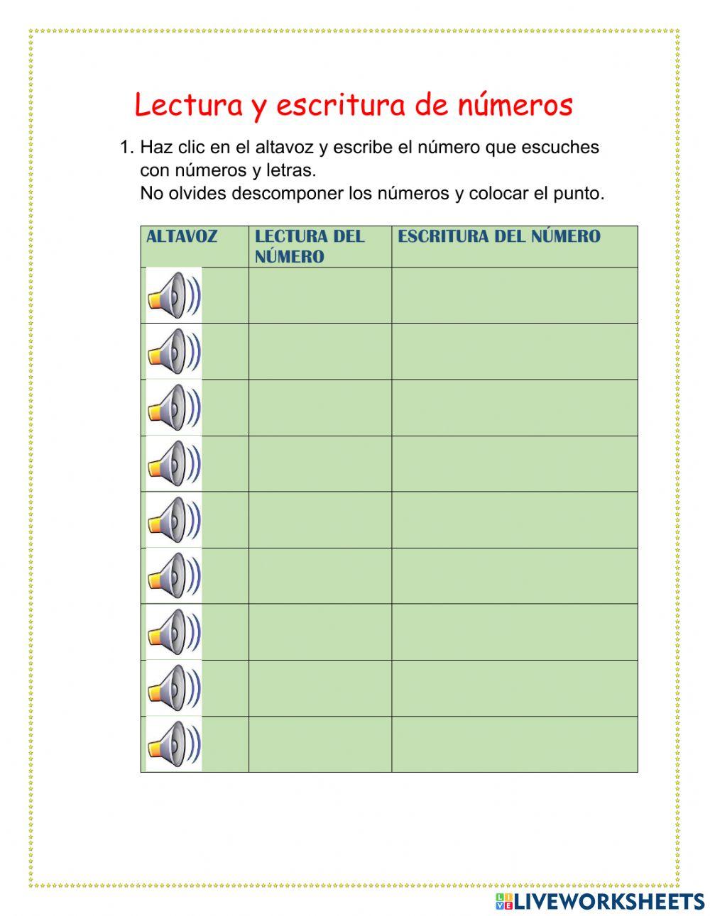Lectura y escritura de números