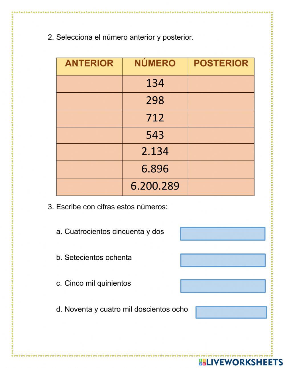 Lectura y escritura de números
