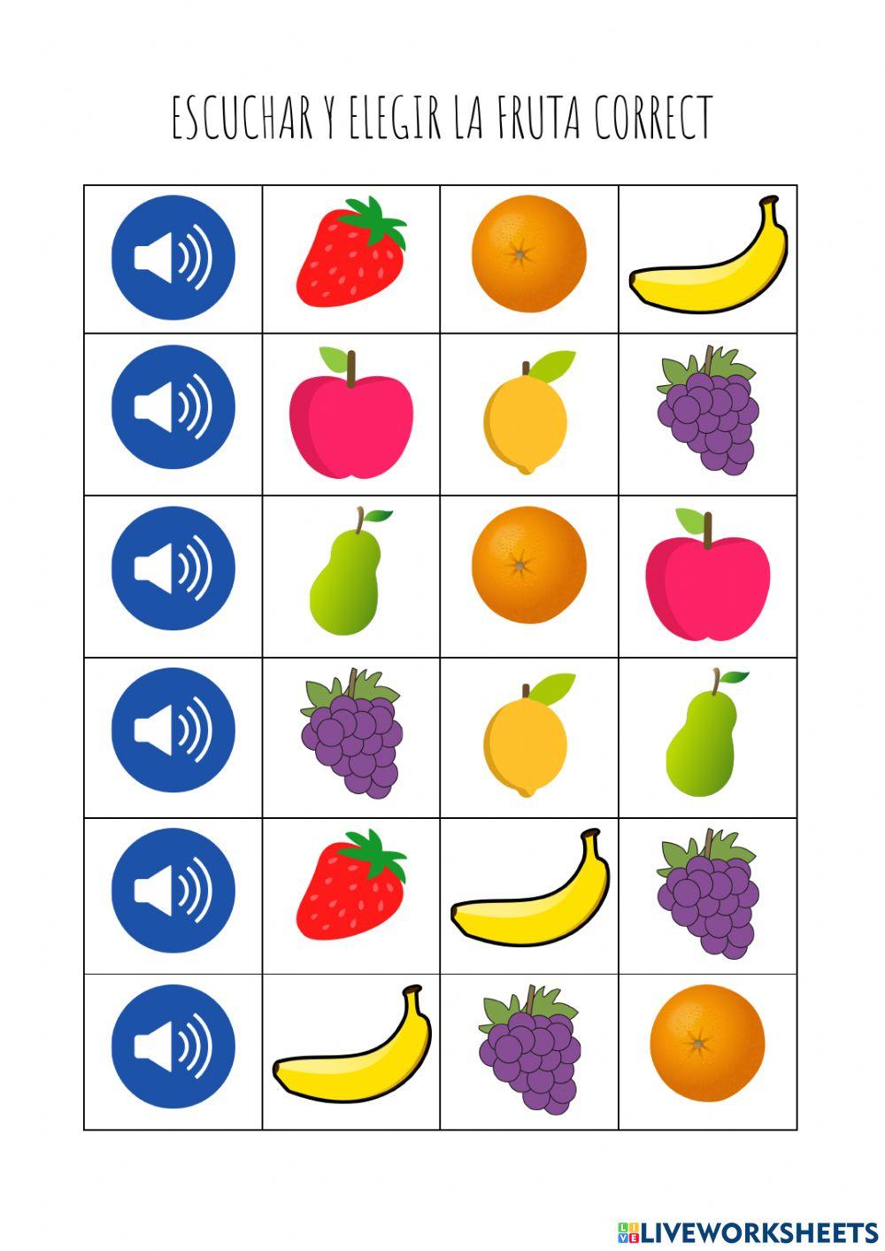Escuchar y elegir - frutas