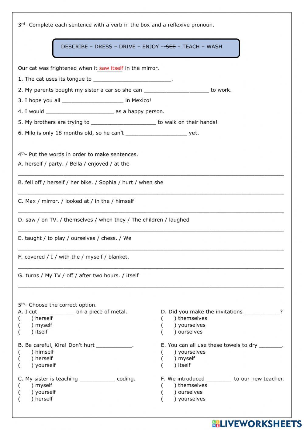 Reflexive Pronouns - Review
