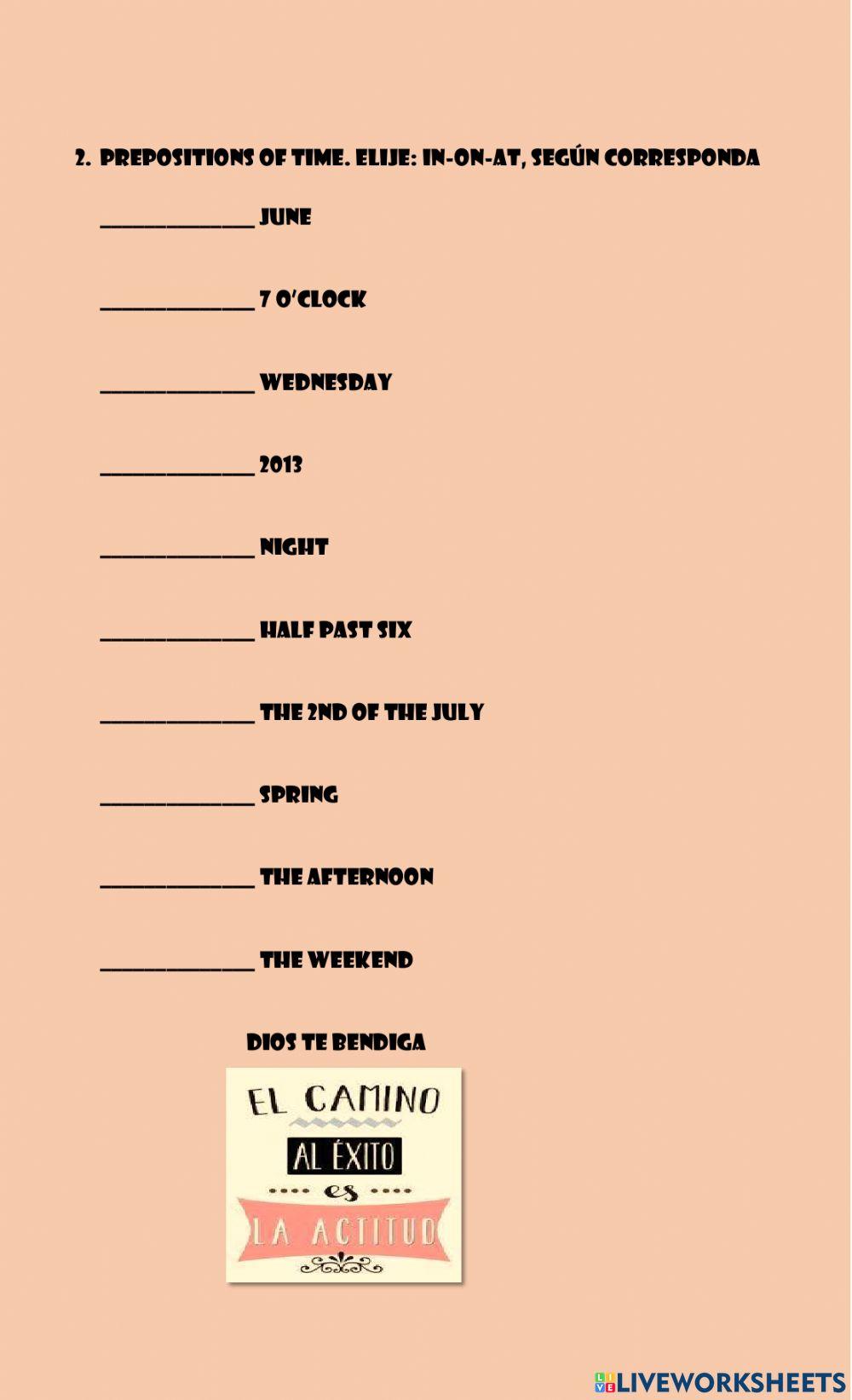 Evaluación de inglés 4º