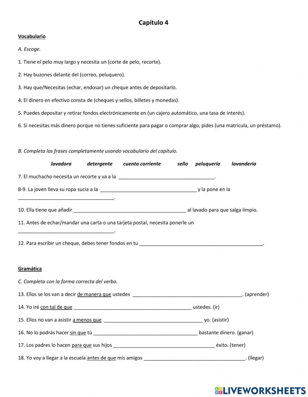 Capítulo 4: Hoja de repaso