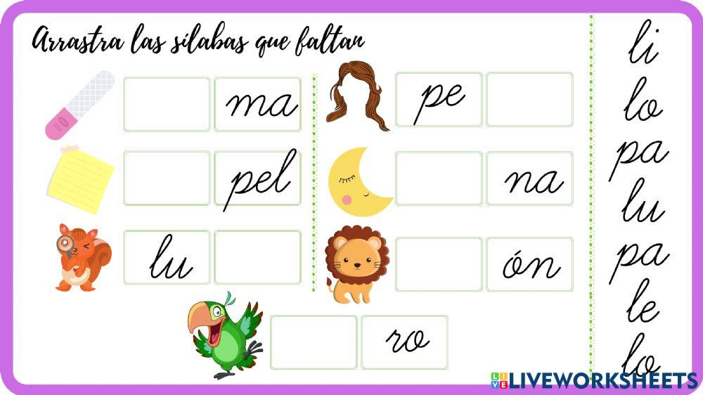 Completa las sílabas