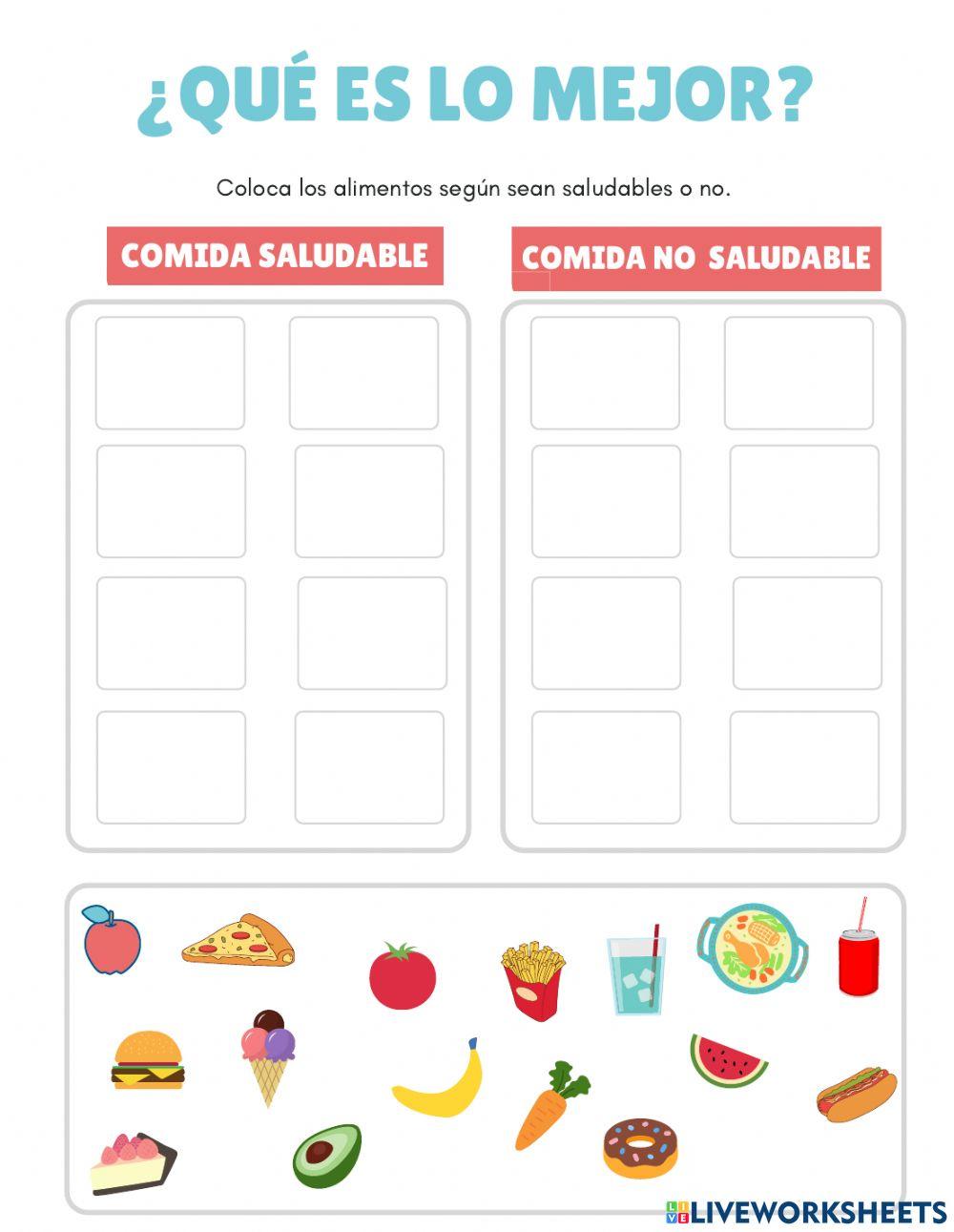 Alimentos saludables y no saludables