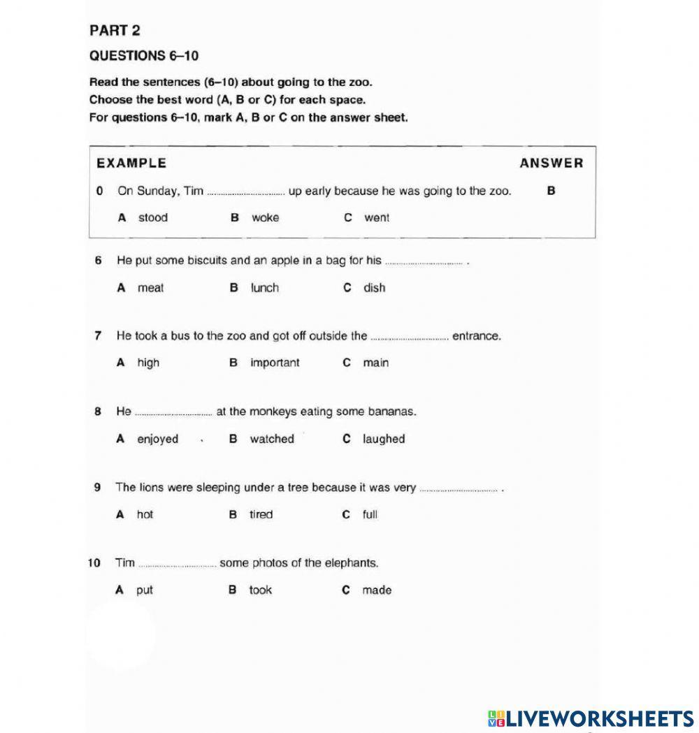 Reading Ex. (KET) - Practice Exam
