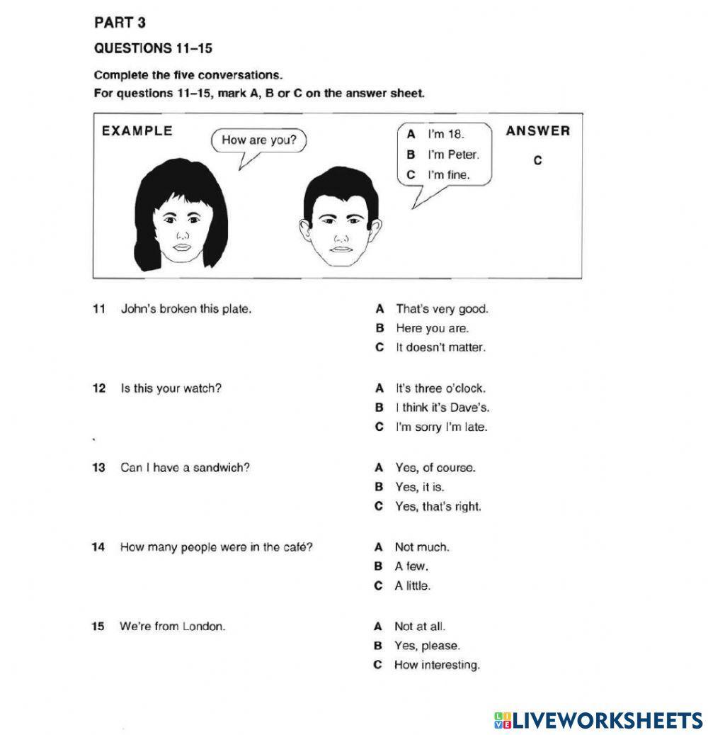 Reading Ex. (KET) - Practice Exam