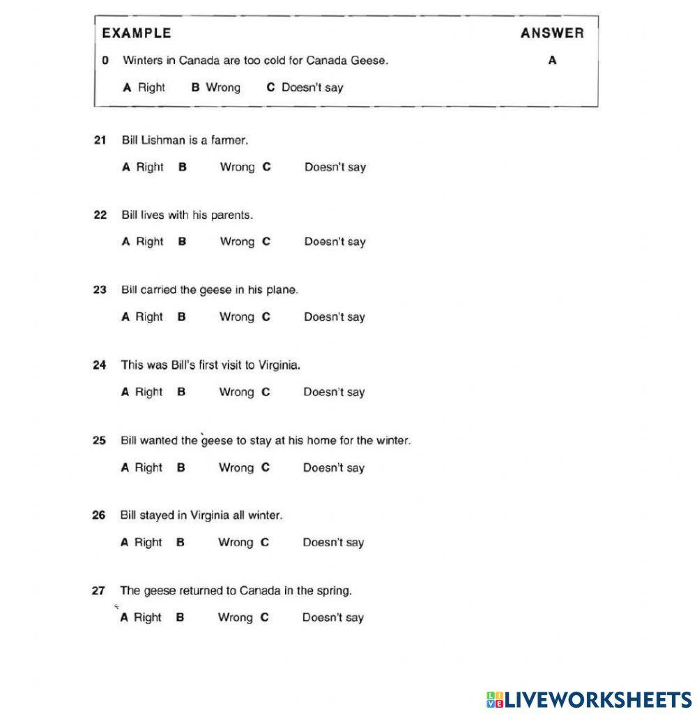 Reading Ex. (KET) - Practice Exam