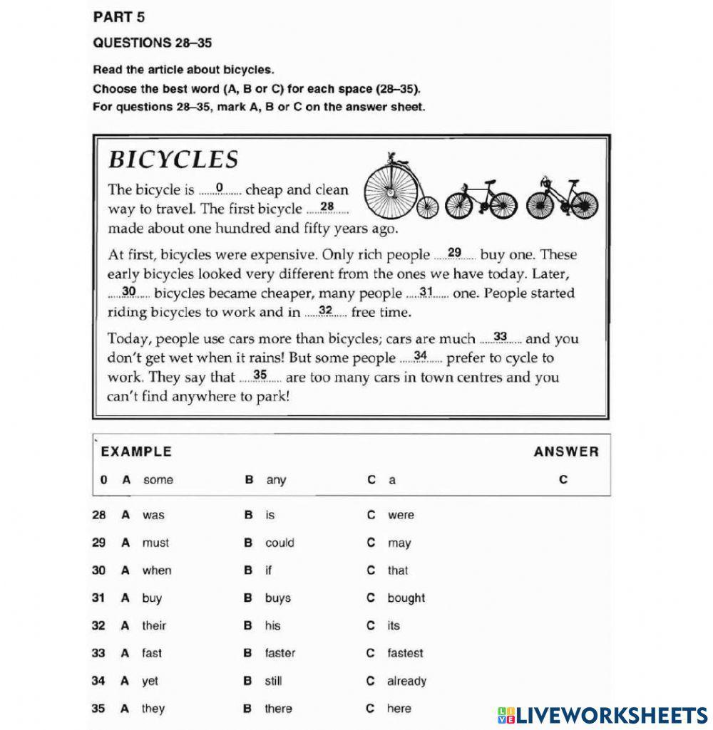 Reading Ex. (KET) - Practice Exam