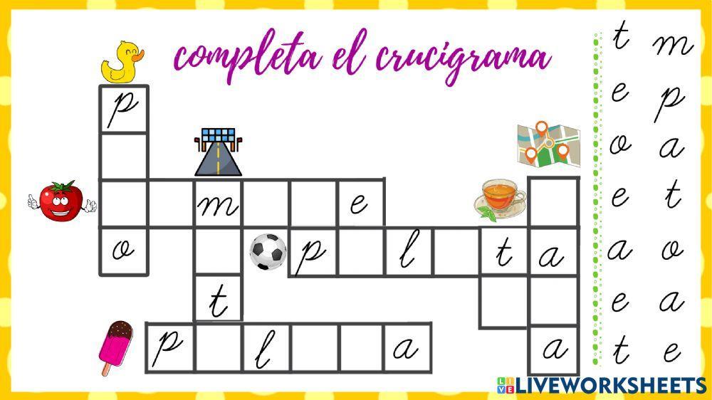 Completa el crucigrama