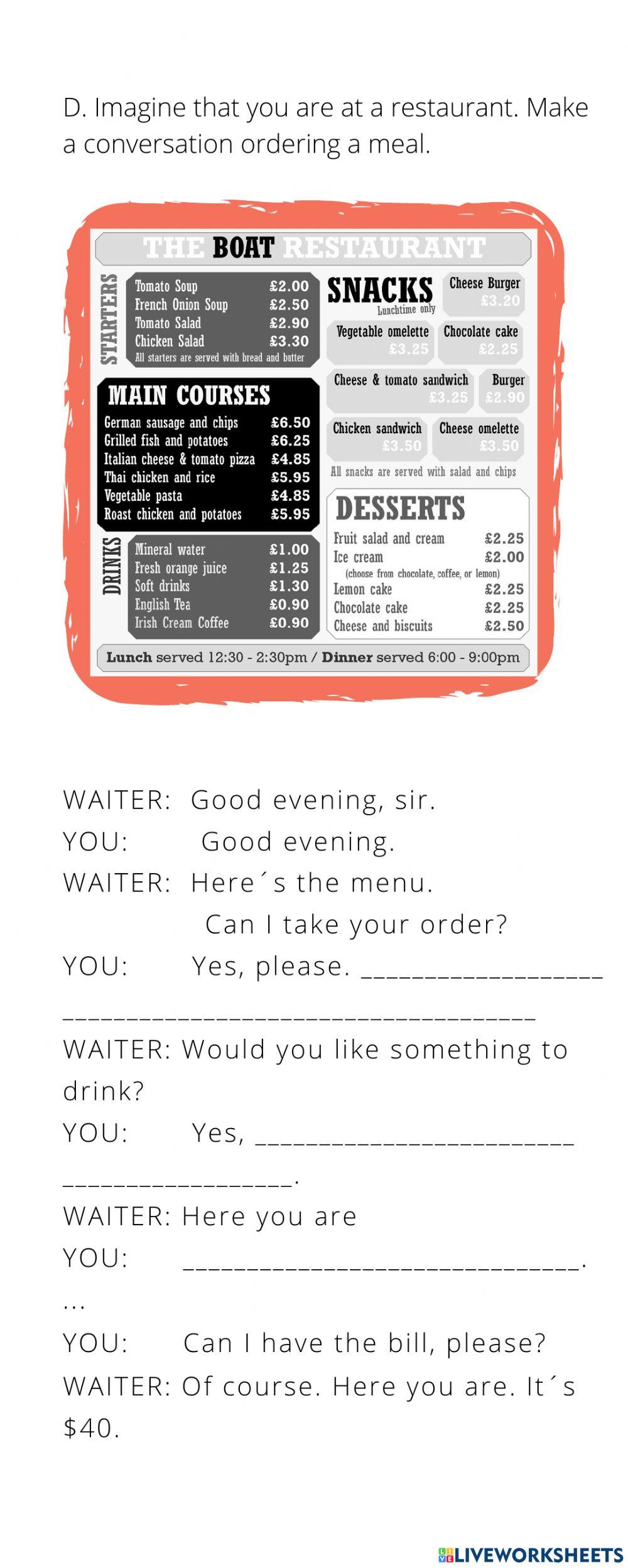 Ordering a meal