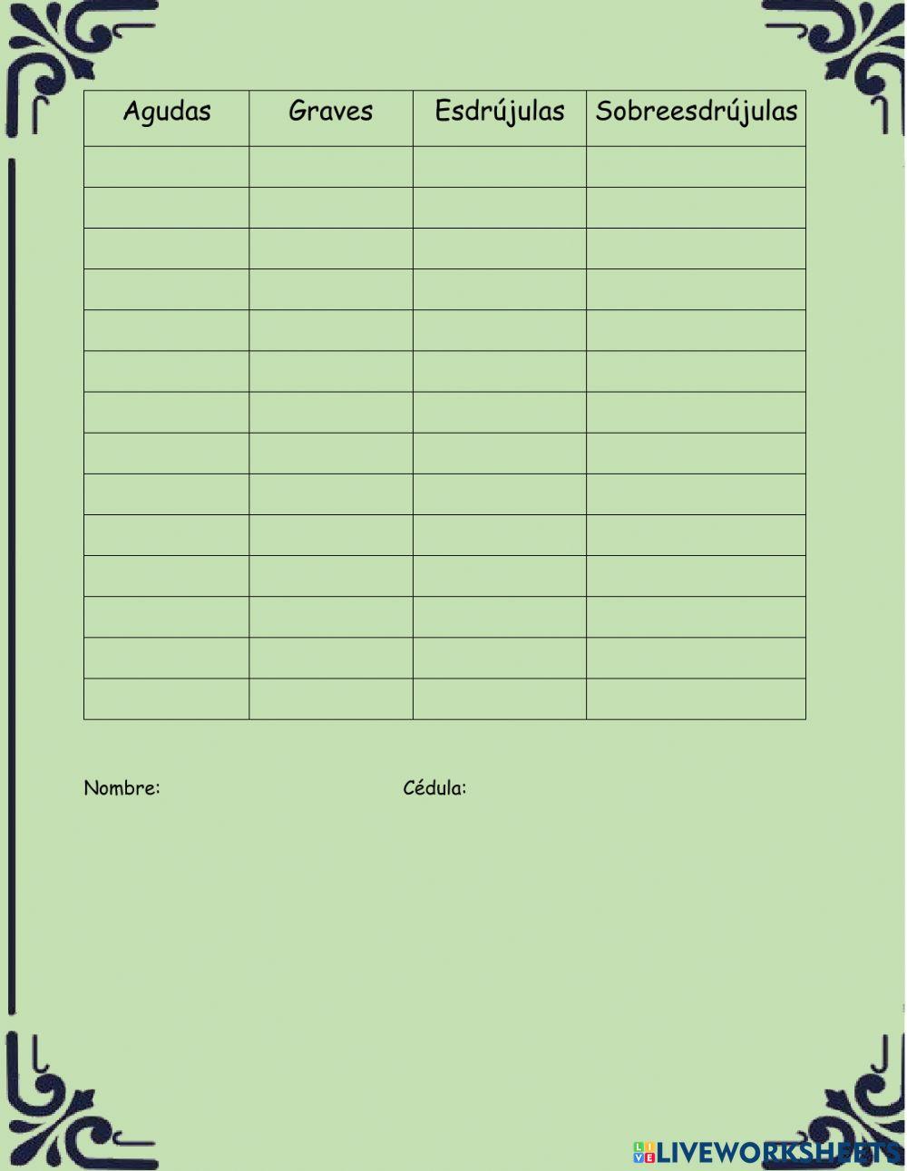 División de Sílabas