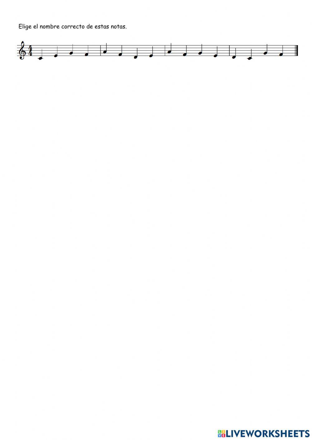 Notas musicales do, re, mi, fa, sol y la.