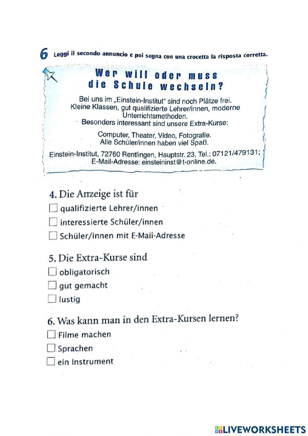 Leverstehen A1 Schule