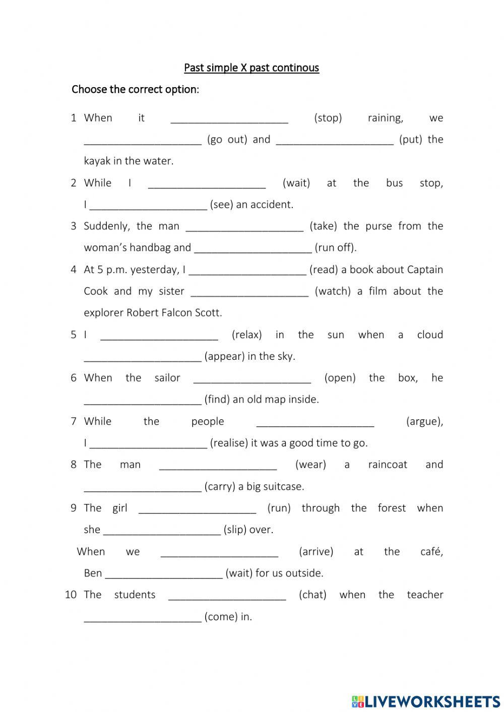 Past simple X past continuous
