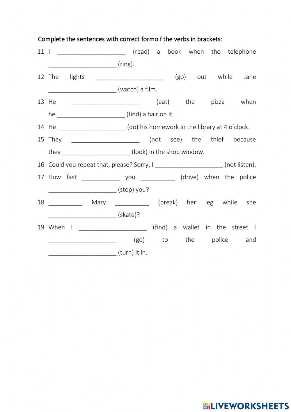 Past simple X past continuous