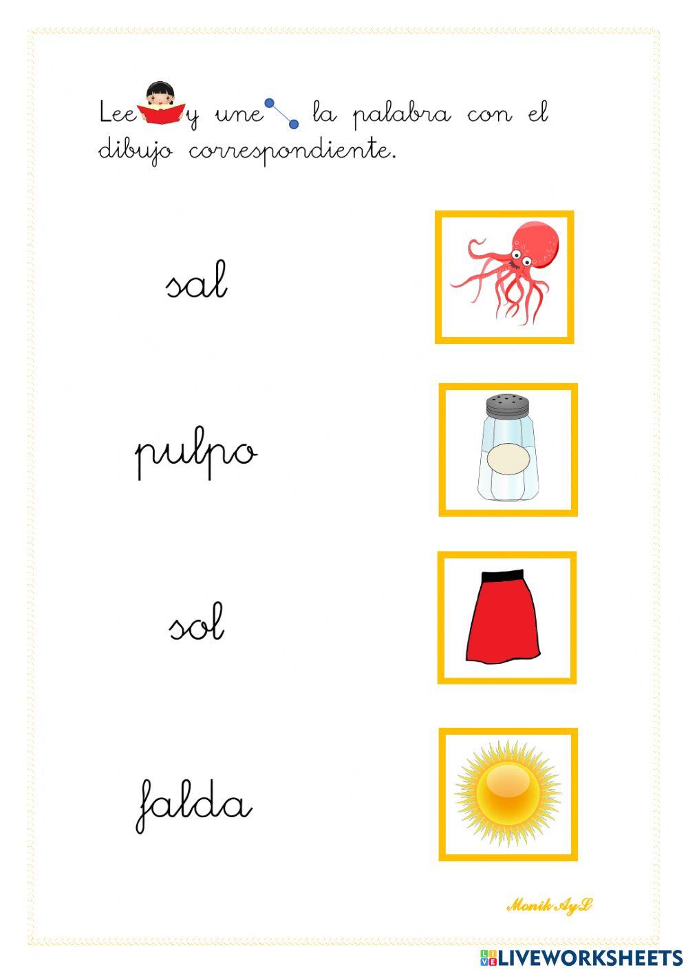 Lectura inversas l 1. Asociación palabra - dibujo.