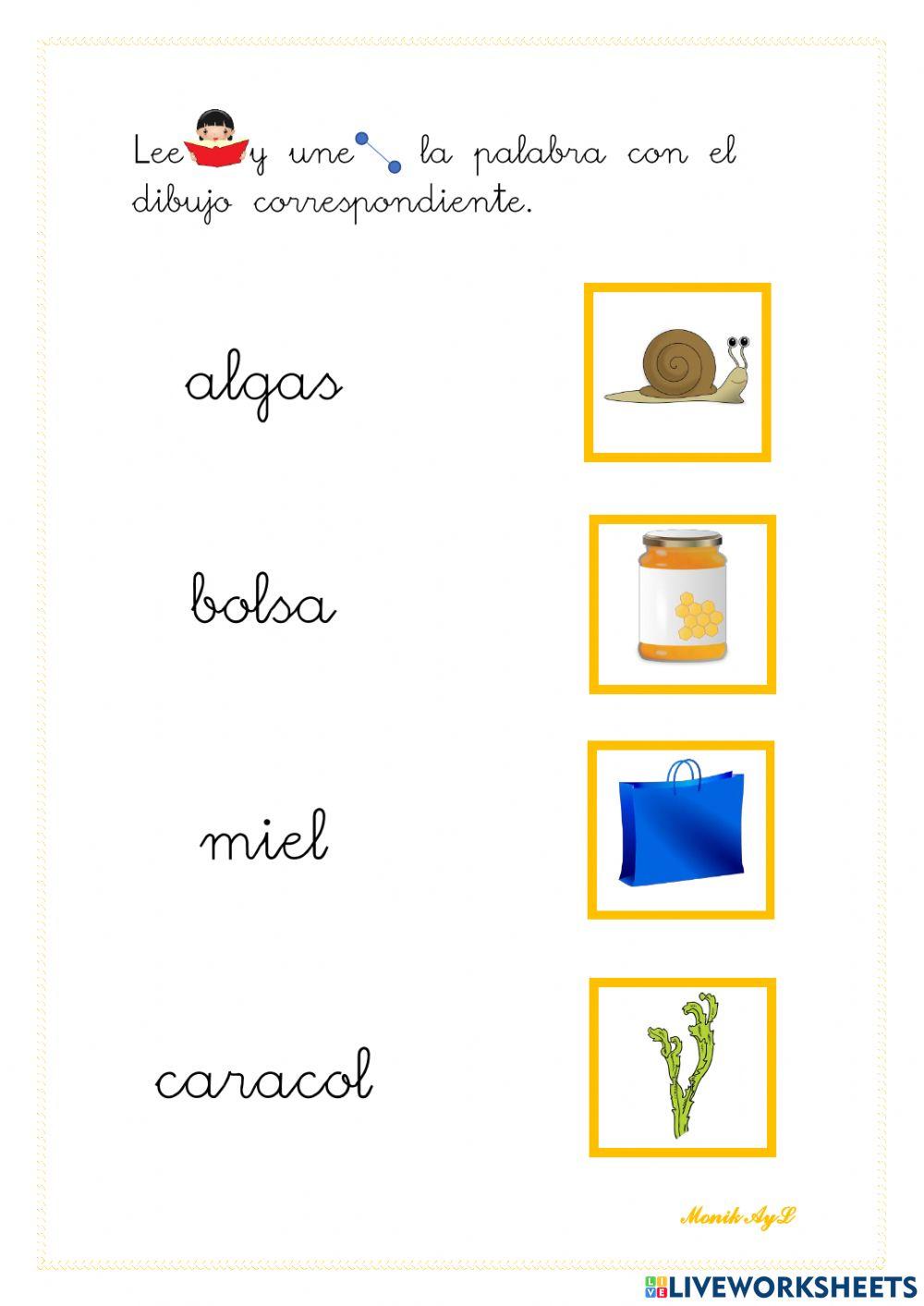 Lectura inversas l 2. Asociación palabra - dibujo.