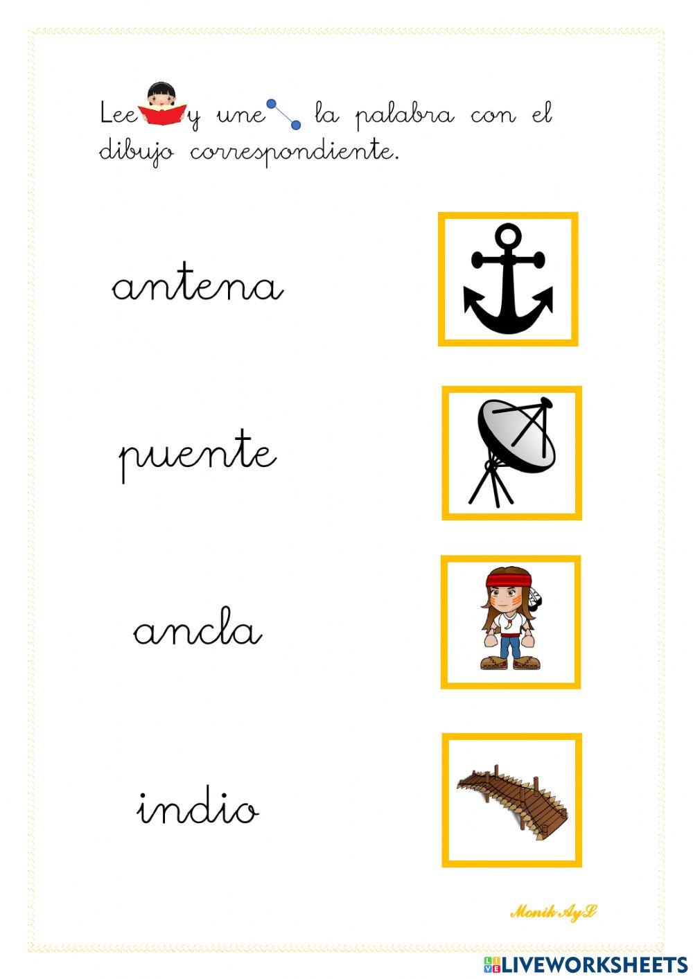 Lectura inversas n 1. Asociación palabra - dibujo.