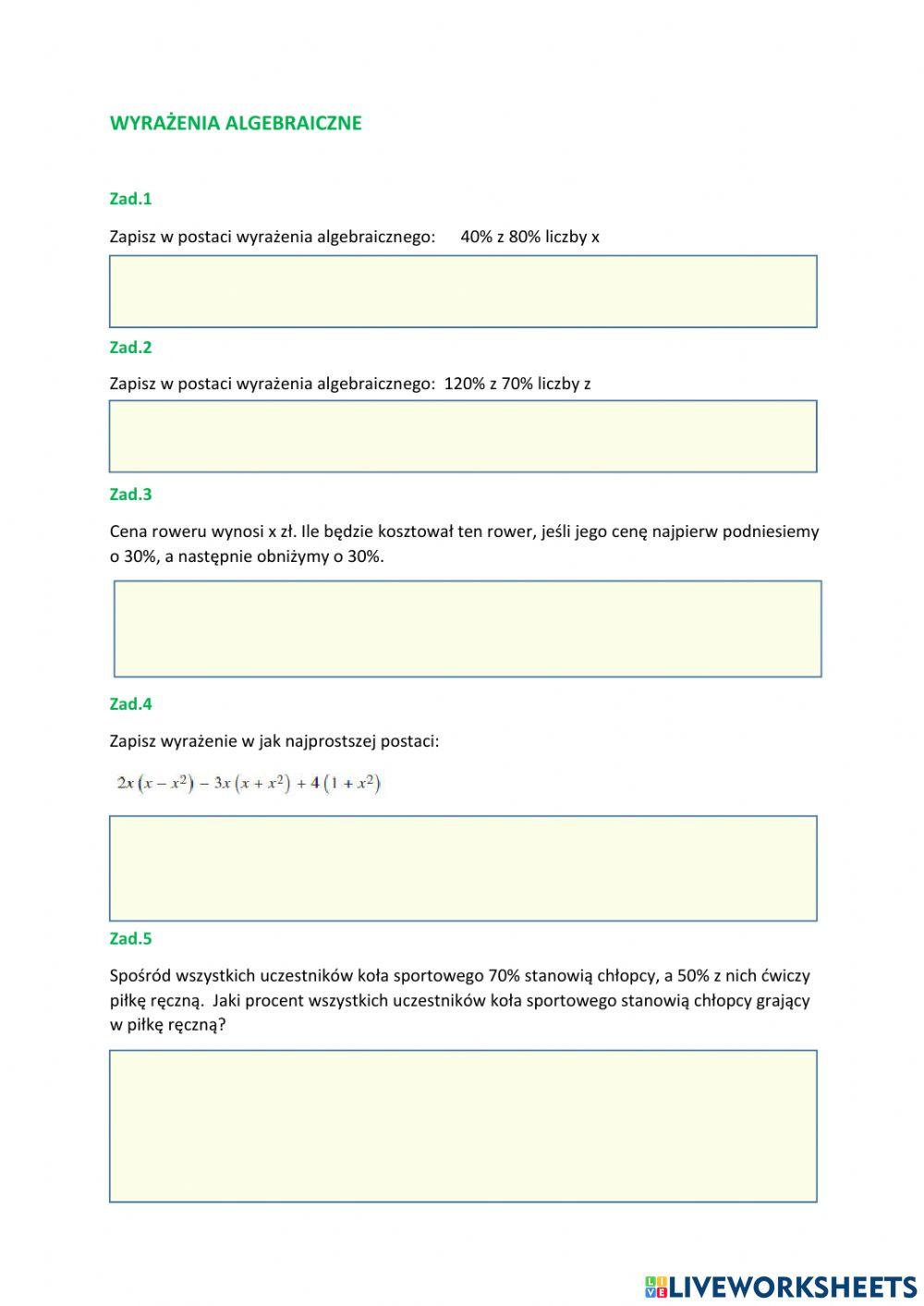 Wyrażenia algebraiczne